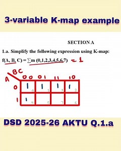 k-map | 3 variable kmap example | DSD 2025-26 | q. 1.a