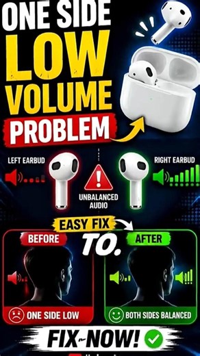 One Side Earbud Low Volume Fix? 🔉 Audio Balance Problem #shorts