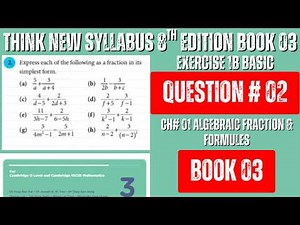 Ex 1B Q2 (Basic Level) | Algebraic Fractions | Oxford Math Book 3 8th Ed | Chapter 1