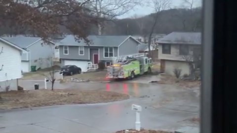 Missouri Firetruck Spins and Slides Down Icy Street, Crashes Into Car