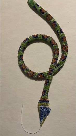 BTS Making of a Bead Crochet Snake Necklace by Kristen Stein Designs - DIY instructions links avail.