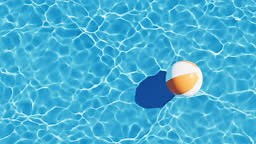 Loop animation of beach ball with wave water, 3d rendering. Digital...