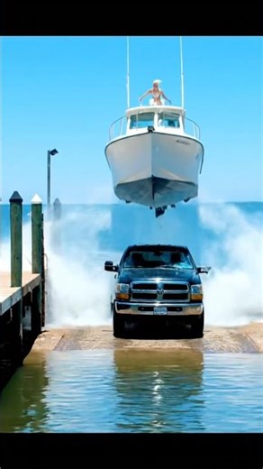 Wife Loads Boat at FULL SPEED... Lands on Truck! 😱😂 #BoatFail #WifeFail #BoatRamp #EpicFail #Funny