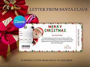 Personalized Santa Letter – Printable Christmas Holiday Note (pdf/canva) - Etsy