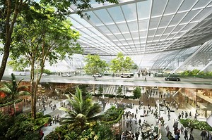 foster   partners articulates taiwan airport terminal proposal around linear garden