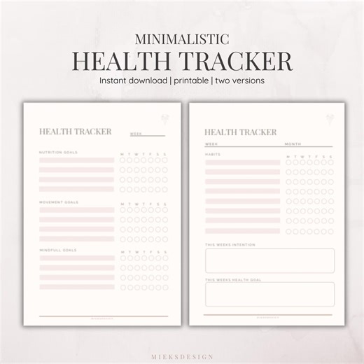 Health Tracker Printable | Wellness Planner Insert | Daily Health Log | Fitness, Nutrition & Self-care Tracker | Journal Pages - Etsy