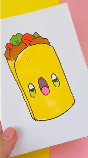 🌯 How to Draw a Kawaii Burrito ✨ Step by Step