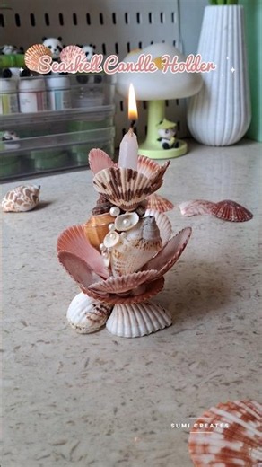 DIY seashell candle holder #diydecor #craftideas #seashellcraft #handmade #oceanvibes #shorts