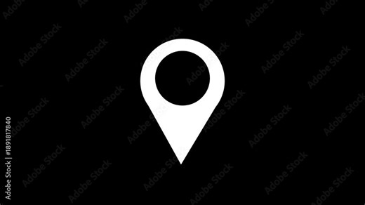 Map pointer icon set with pin symbols for navigation and location markers,on a black background,Tourism and travel concept animation location mark point.