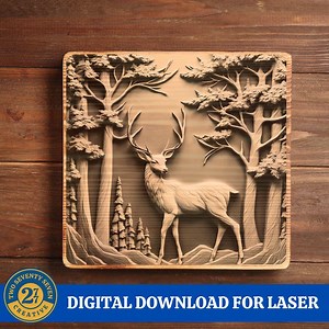 Deer 3D Illusion Laser Engraving File: Wildlife Art (digital Download) - Etsy