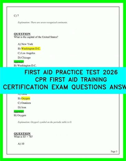First Aid & CPR Certification 2026: Official Practice Exam Questions & Answers