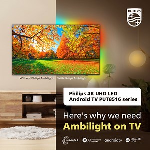 When you’re looking for superb picture and sound, easy connectivity, and responsive, hassle-free gaming-you’re looking for The One. Philips 4K UHD LED Android TV PUT8516 series gives you an immersive experience like no other with Philips 3-sided Ambilight. #PhilipsTV #Ambilight #P5 #DolbyVisionAtmos #AndroidTV #PUT8516 #HDMI2.1 #Readyforgaming | Philips TV