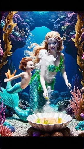 Mermaid Cooking Meal For Her Kids #mermaid #viralmermaid #mermaidlove