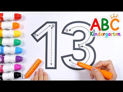 Learn how to write number 13 for kids | Write and read numbers 11 to 20 with green crayon.