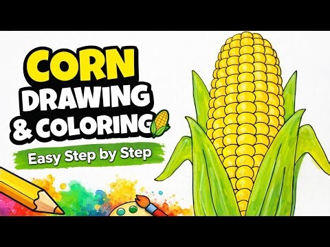 How to Draw Corn Step by Step 🌽 | Simple Coloring