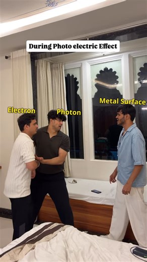 Keshav Maloo on Instagram: "And that’s how Photoelectric effect works😭🫶🏻 This effect helps in -Solar panels -TV cameras and digital cameras -Automatic doors & safety systems Follow @sarcaaster for more [science, pcm, pcb, physics, chemistry, 12th, electron, photons, nucleus, metals, relatable, comedy, shampy, nagma, cheating, relationship, neet, jee, iit jee, aiims]"