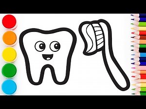 How to draw a toothbrush and teeth | step by step