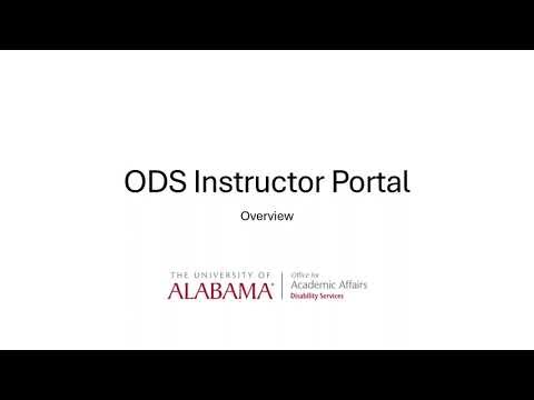 ODS Online Portal Instructor Portal Overview