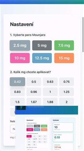 Vojta Krepindl on Instagram: "📊 Vytvořil jsem pro vás přehlednou kalkulačku na přepočet dávek z injekčních per s vyšší koncentrací. Ukazuji, jak si jednoduše spočítat: ✔️ počet kliků ✔️ objem v ml ✔️ různé kombinace per a dávek Kalkulačka funguje na počítači i na mobilu. 👉 Najdete ji tady: www.moonjaro.cz #hubnuti #zdravyzivotnistyl #metabolismus #zivotnizmena #zdravi"