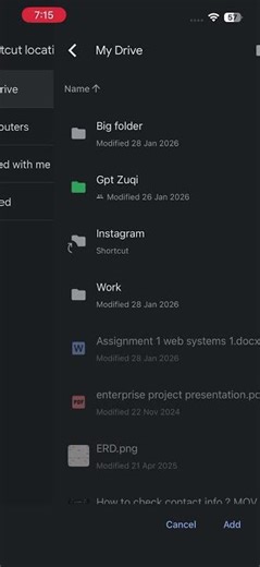 How to add a file as shortcut to drive on google drive #shorts