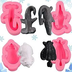 CNYEKl Turtle Shark Crocodile Fondant Molds4 Pcs, Polar Bear Silicone Mold,for Marine Animal Theme Cupcake Toppers Chocolate Cookie Muffin Flower Paste Marzipan Gum Jelly Plaster Wax Resin Clay