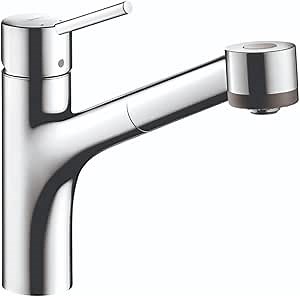 hansgrohe Talis S Chrome Single-Handle Kitchen Faucet, Kitchen Faucets with Pull Out Sprayer, Faucet for Kitchen Sink, Chrome 06462000