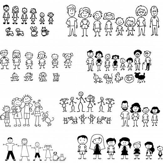 Stick Family Clipart Bundle Png, Mom Dad Kids Pet Drawing, Family Portrait Png, Cute Family Art Set for Cricut & Sublimation - Etsy
