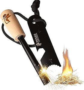 Ferro Rod Fire Starter Kit - Reliable Rod & Flint Steel for Camping Essentials, Durable Fire Rod Produces Hot Sparks, Quality Firestarter Rods for Survival