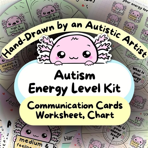 Axolotl Printable Autism Energy Level Kit: Customizable Communication Cards, Autistic Charts, SEL Visuals, SPED Worksheet, Neurodiversity - Etsy