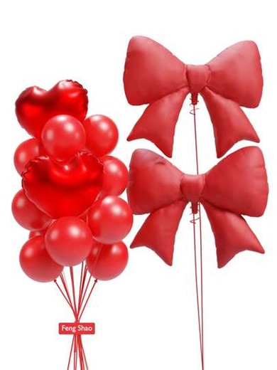 20pcs/Set Red Heart Balloons, 38Inch Bow Balloons, 18inch Heart Shape Foil Mylar Balloons, 10inch Red Latex Round Balloons With Ribbons For Birthday Wedding Valentines Day Bridal Shower Engagement Mother's Day Gender Reveal Party Decorations | SHEIN