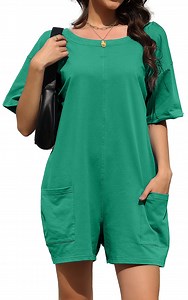Fantaslook Rompers for Women Casual Summer Jumpsuits Short Sleeve Loose Overalls Shorts Rompers with Pockets Outfits