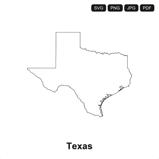 Texas State Outline SVG PNG PDF | Cricut Silhouette Cut File | Map Clipart Digital Download - Etsy