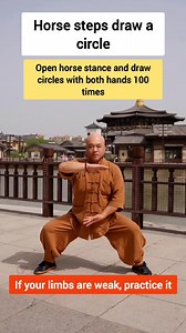 Do horse stance and draw circles—100 times daily for strength and balance! #arms #waist #legs #helpfultips #healthandwellness #hunchback #stretching | Warrior Tai Chi