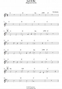 Let it Be (Beginner Level, Alto Sax) (The Beatles) - Saxophone Sheet Music