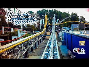 2024 West Coast Racers Roller Coaster On Ride Front Seat 4K POV Six Flags Magic Mountain