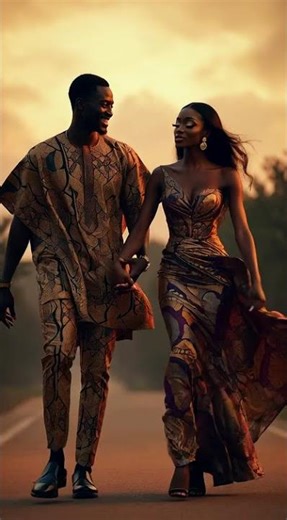 beautiful African couple wearing coordinated Ankara outfits #latestafricaprint