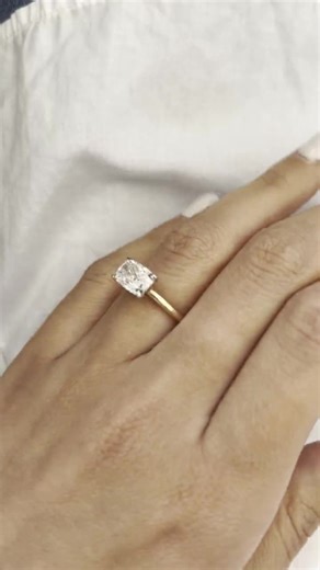 2 Carat Elongated Cushion East West Engagement Ring / 14k Gold Cathedral Solitaire Ring / Two Tone Yellow Gold Cushion Diamond Ring / Unique - Etsy
