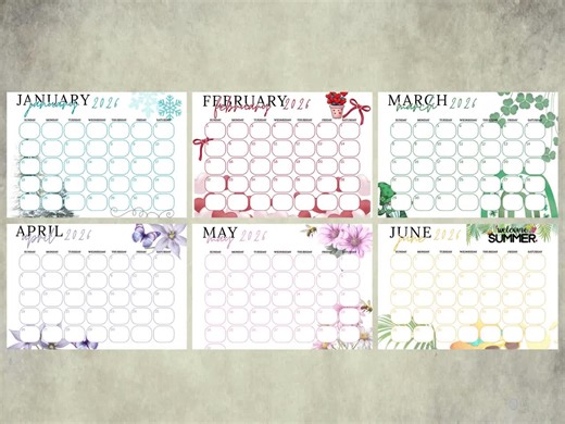 2026 Printable Calendar | Editable Canva Template | Cute Monthly Planner Pages | Digital Download Wall Calendar | Yearly Organizer - Etsy Canada