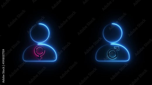 Concept image of gender equality. Female and male symbols. Hand writing equal sign on blackboard. Motion graphics of sex idea