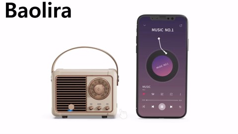 Retro Bluetooth Speaker, Wireless Portable Speaker with Crystal Clear Stereo Sound and Rich Bass, Vintage Decor, Retro Decor, Gifts for Teen Girls Boys Women (Blue)