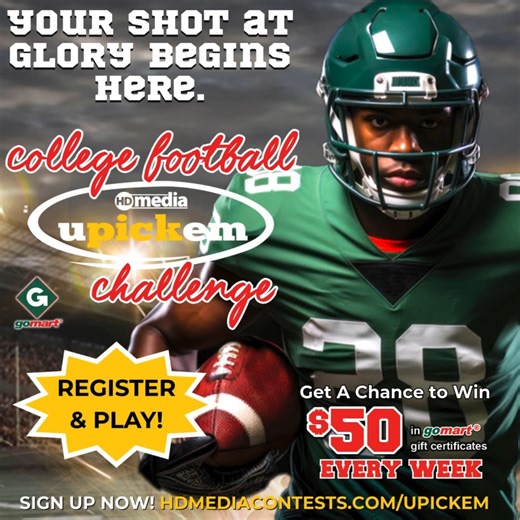 1.6K views | ☀️ SATURDAY IS FOR GAME DAY! ☀️ The grills are hot, the jerseys are on, and there’s STILL time to make your Week 9 picks in HD Media’s uPick’em College Football Challenge! ✅ FREE to play ✅ Weekly prizes + bragging rights ✅ Picks open through Sunday! Don’t just cheer — play to win!   Make your picks now at hdmediacontests.com/upickem #UPickEm #CollegeFootball #HDMedia #GoMart #GameDay #PickToWin #Week9 | Charleston Gazette-Mail | Facebook