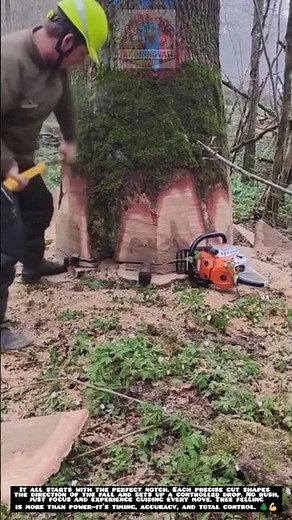 Precision Notch Cut on a Massive Tree 🌲🪓