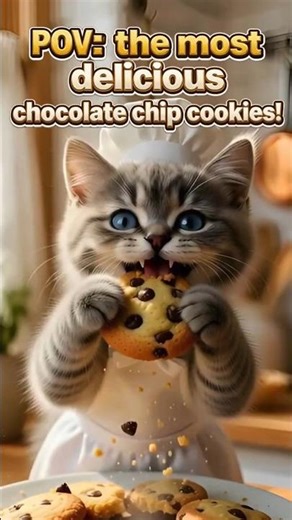 Cutest Baker Ever! Kitten Making Chocolate Chip Cookies 🍪#shorts #kitten #chocolate cookies