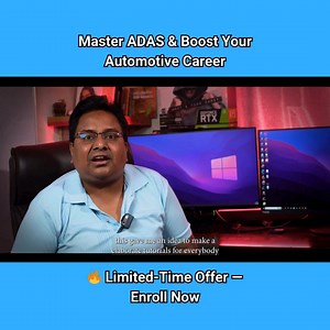 Break into the world of Advanced Driver Assistance Systems (ADAS) with a complete training program trusted by thousands. Led by an expert in ADAS & Powertrain, this course covers: 🚘 Object detection, lane assist, radar & lidar 📽️ 127 video lessons across 26 chapters 📄 Certificate on completion 💡 Real-world engineering concepts made easy Designed to take you from zero to job-ready — at your pace. | SarangaTutorials