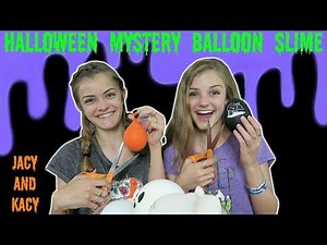 Halloween Mystery Balloon Slime Challenge ~ Jacy and Kacy