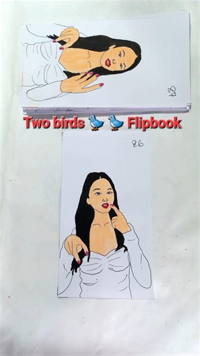 Two birds on Wire 🐦😢 | Artist Version Flipbook #shorts #flipbook #art #twobirds #signlanguage #asl