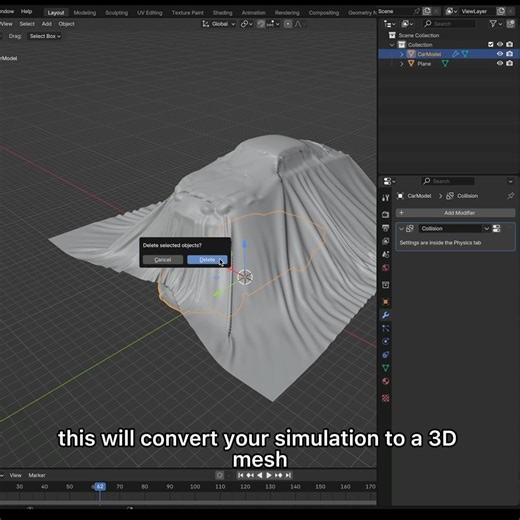 Convert Cloth Sim to 3DM - Blender 3D