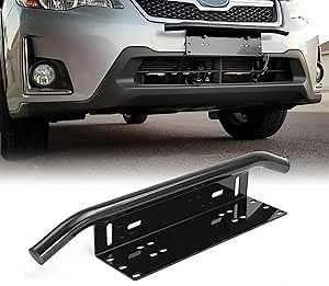 License Plate Holder Front Plate Mounting Bracket Bull Bar 23 inch for Offroad Bumper Lights Work Light Bar (Black, Universal Fit)