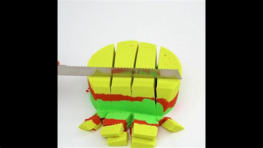 Satisfying Scraping Soft Yellow Red And Green Sand