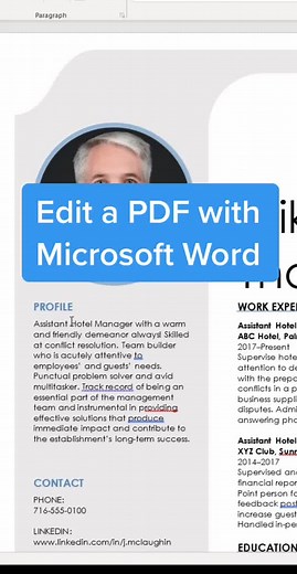 Edit a PDF with #MicrosoftWord 📝 #word #wordtips #officetips #techtips #edutok #learnontiktok #teachertechtips